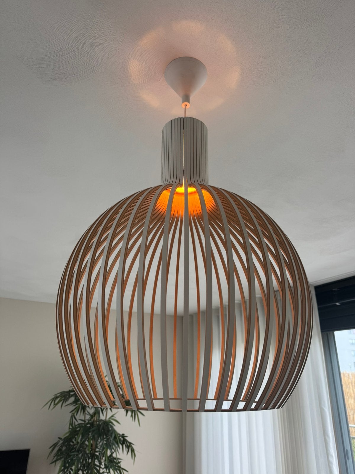 Secto Octo hanglamp 2x, Ophalen, Gebruikt, Hout, E27 (groot)