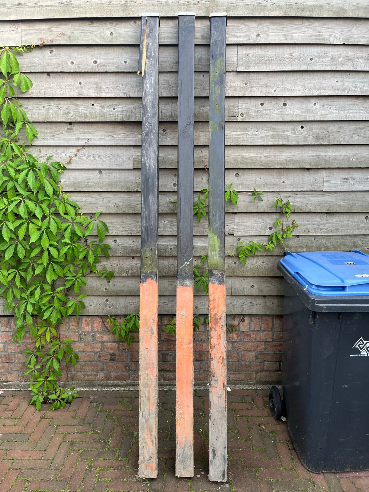 3 gecreosoteerde palen 8,5x8,5x250 cm, Gebruikt, 250 tot 300 cm, 50 mm of meer, Balk