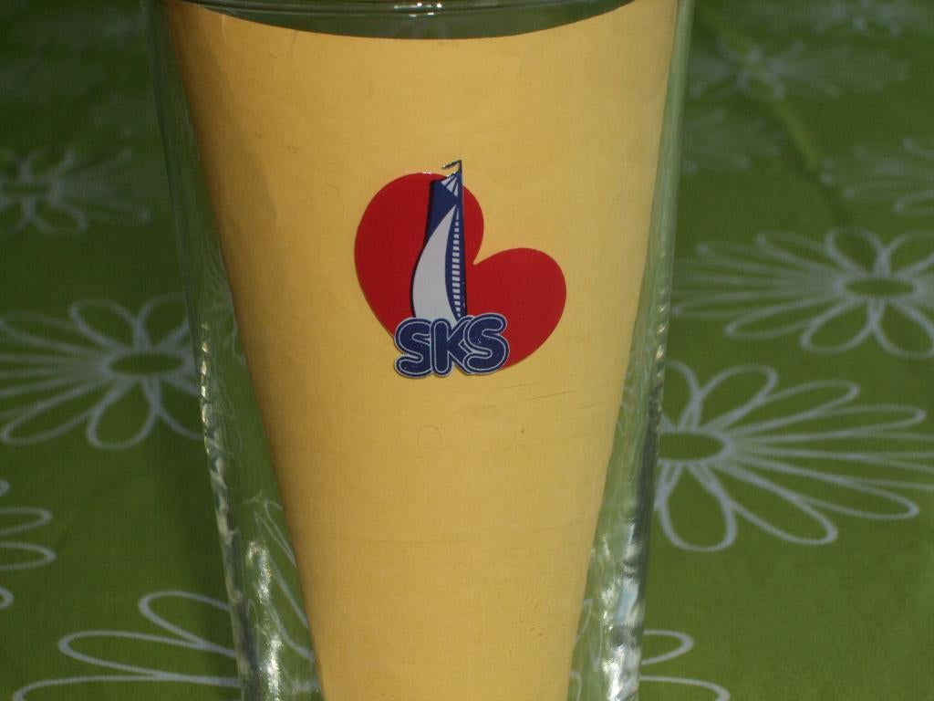 Grolsch SKS (Sintrale Kommisje Skûtsjesilen) glas Dubbeldruk, Verzamelen, Ophalen of Verzenden, Zo goed als nieuw, Glas of Glazen