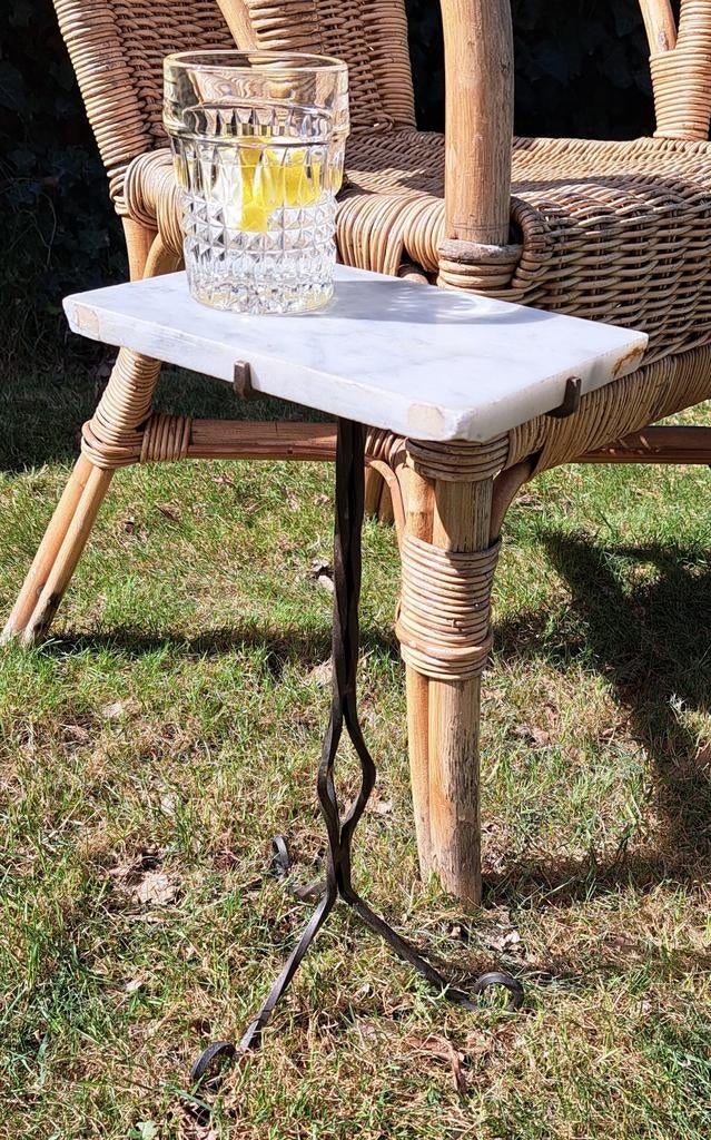 Brocante tuin tafel borrelen bijzettafeltje, Ophalen, Gebruikt, Rond, Metaal