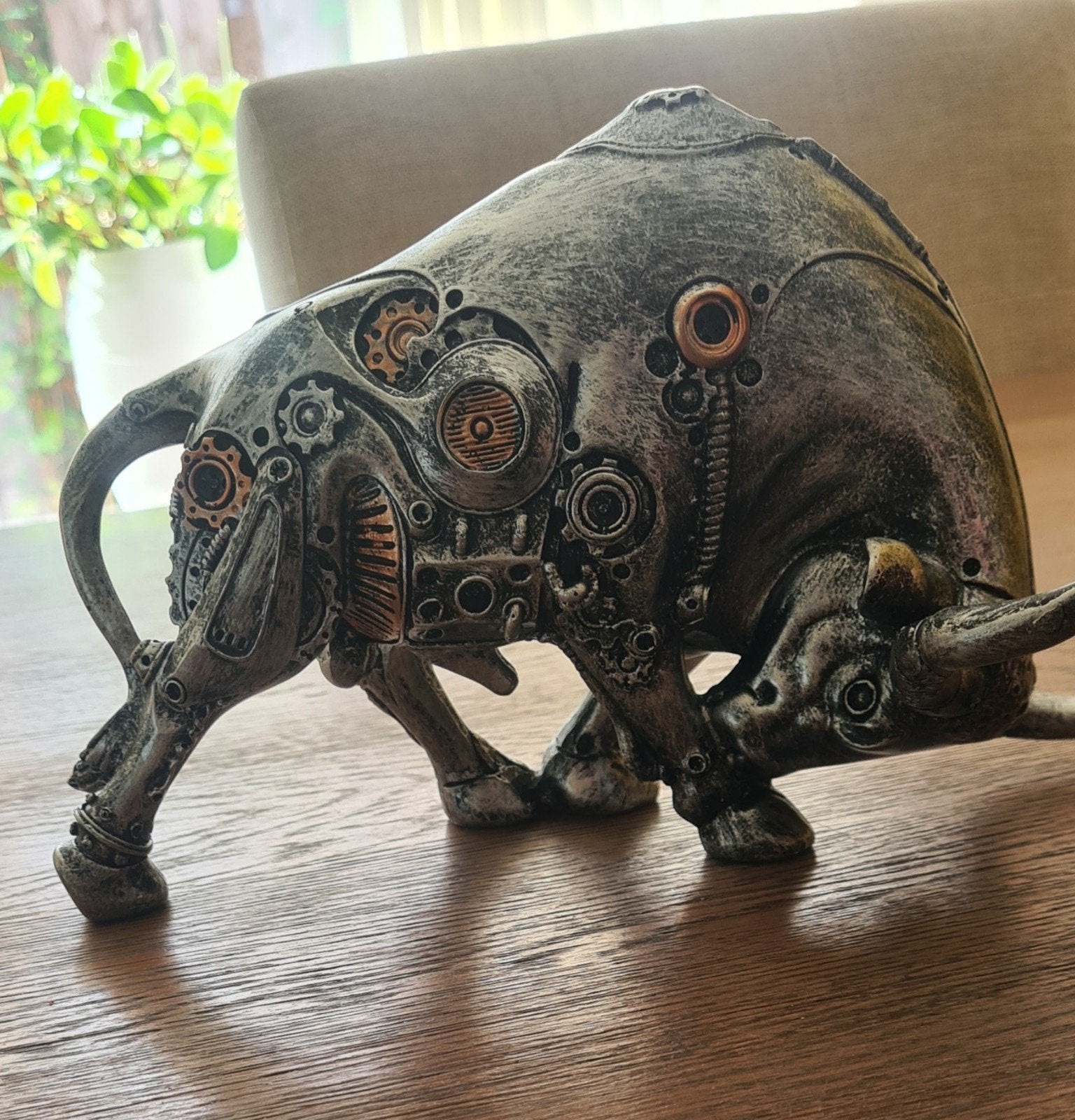 Steampunk Stier Beeldje - Nieuw, 14 cm hoog, Meerkleurig, Overige materialen, Nieuw, Ophalen of Verzenden