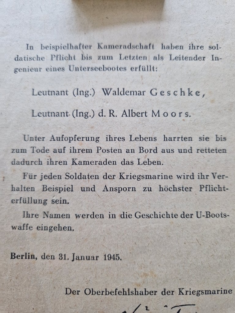 Pagina U-Boot Marineverordnungsblatt Kriegsmarine, Verzamelen, Ophalen of Verzenden, Marine, Duitsland, Boek of Tijdschrift
