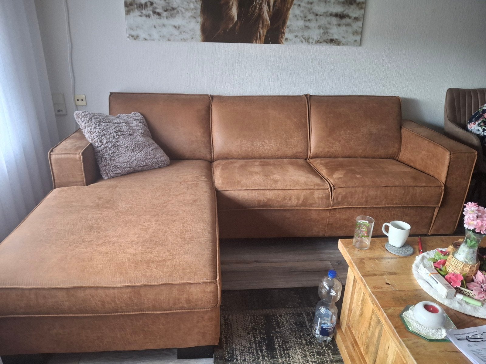 Hoekbank microleder, Ophalen of Verzenden, Gebruikt