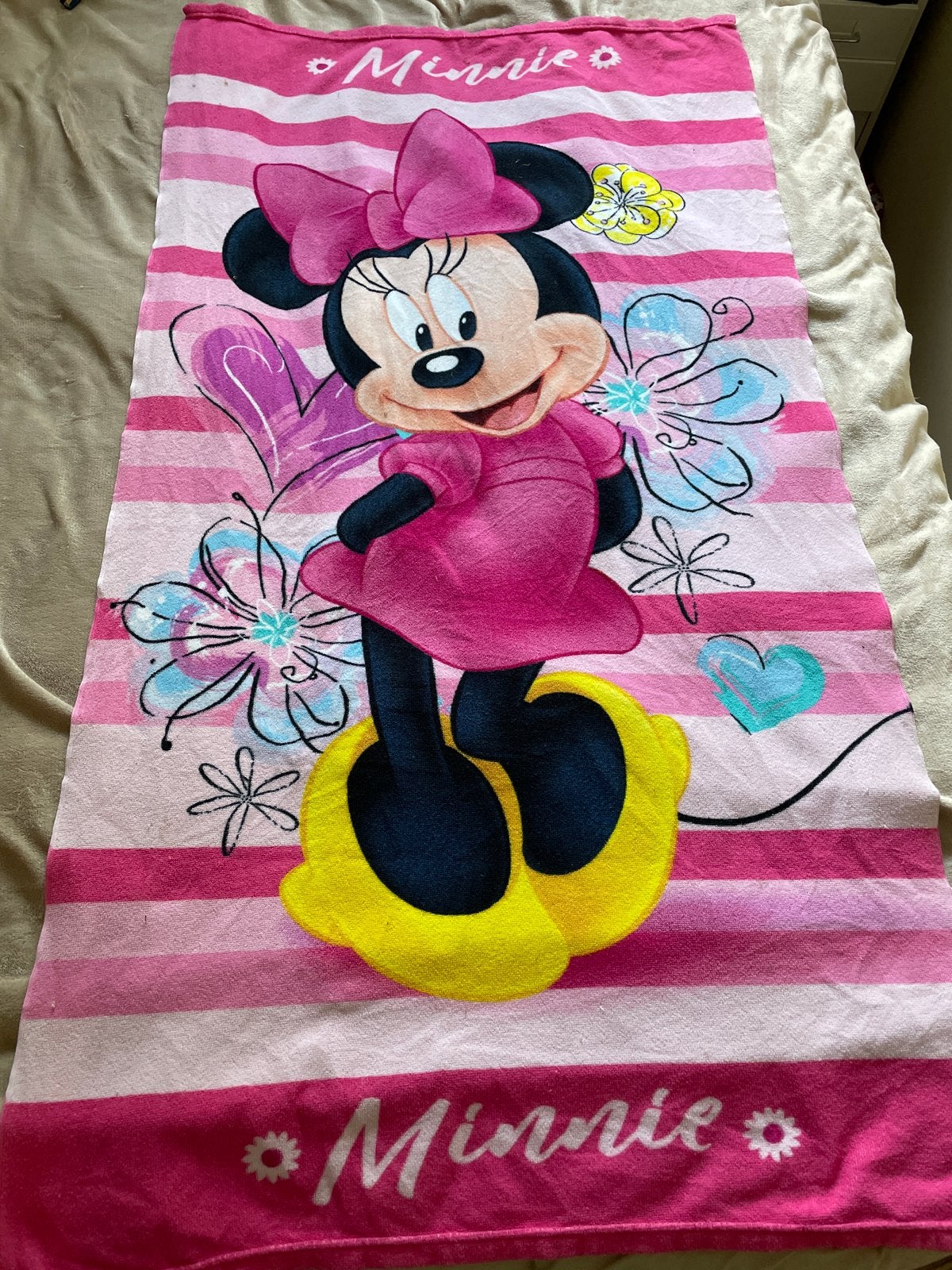 Minnie Mouse strandlaken en Eenhoorn poncho handdoek, Ophalen, Gebruikt