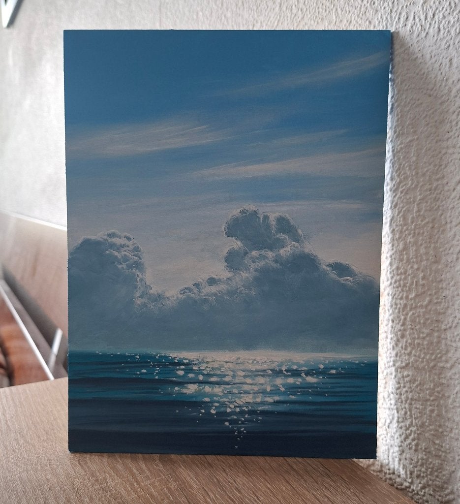 Zeegezicht olieverf 18x24cms, Ophalen
