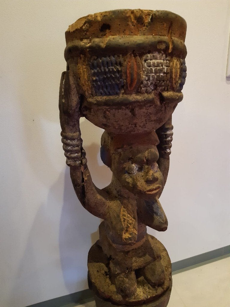 Ritueel Yoruba beeld + dansmasker, Ophalen of Verzenden