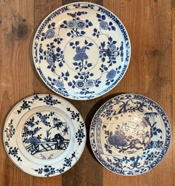 3 Chinese antieke borden 18e eeuw Qianlong periode, Ophalen of Verzenden