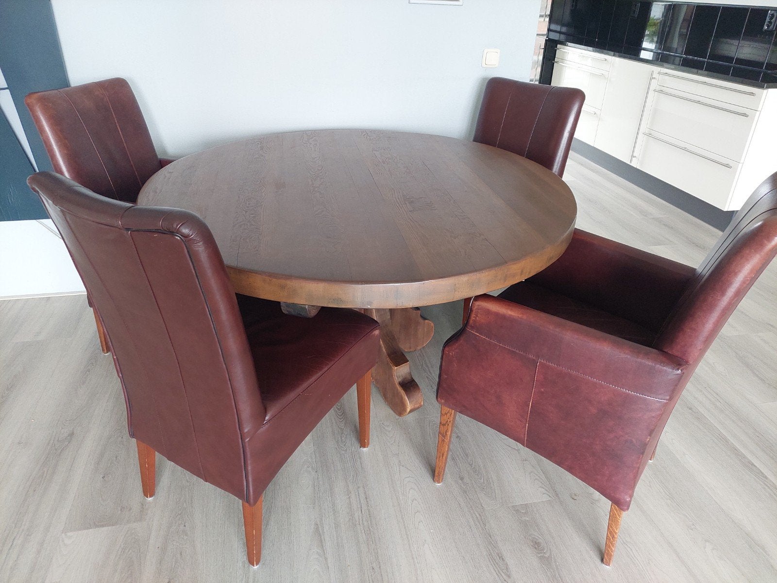 Leren eetkamerstoelen, Ophalen, Gebruikt, Twee, Bruin