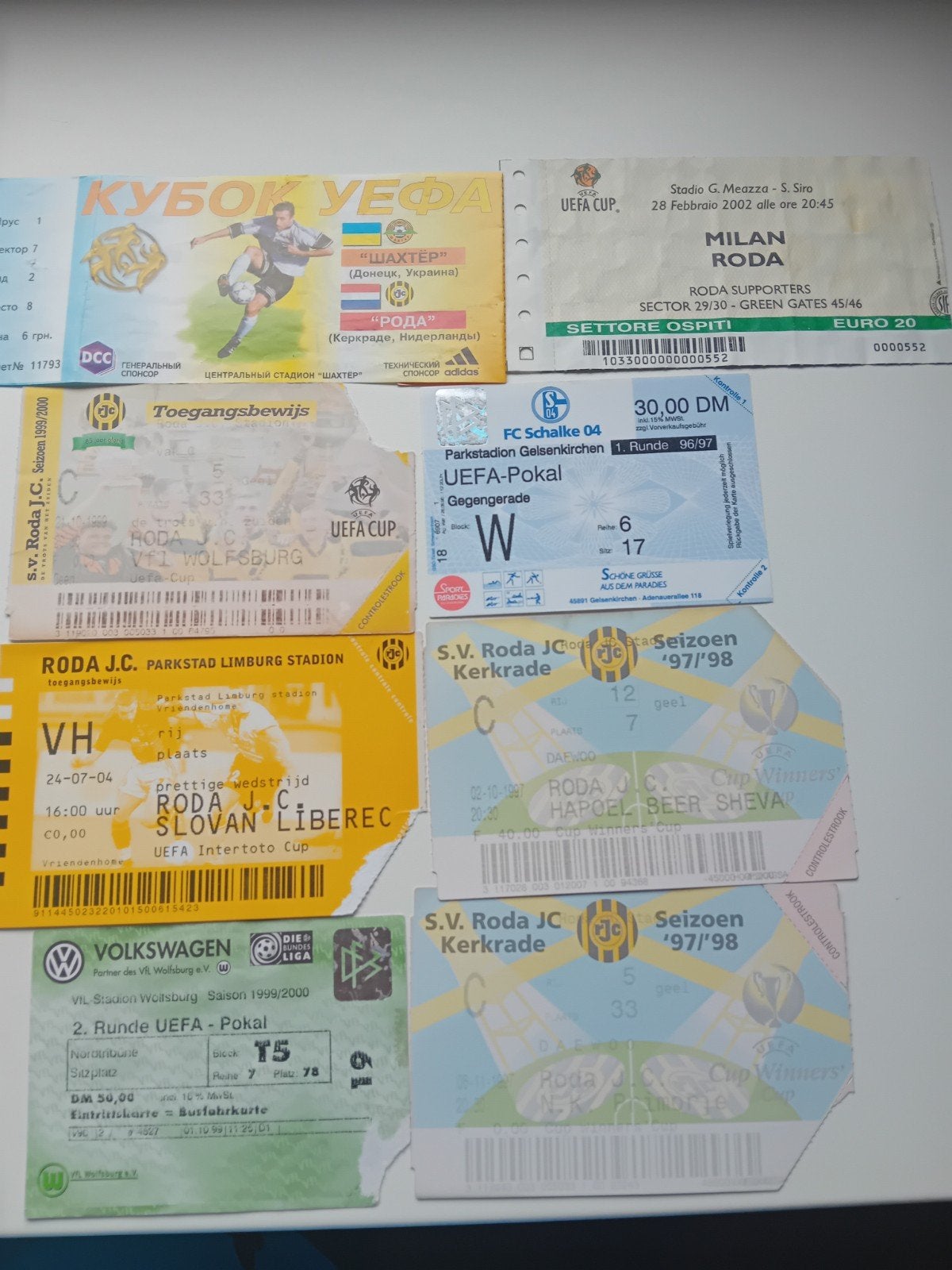 oude voetbal tickets roda jc, Verzamelen, Sportartikelen en Voetbal, Ophalen of Verzenden, Gebruikt, Roda JC