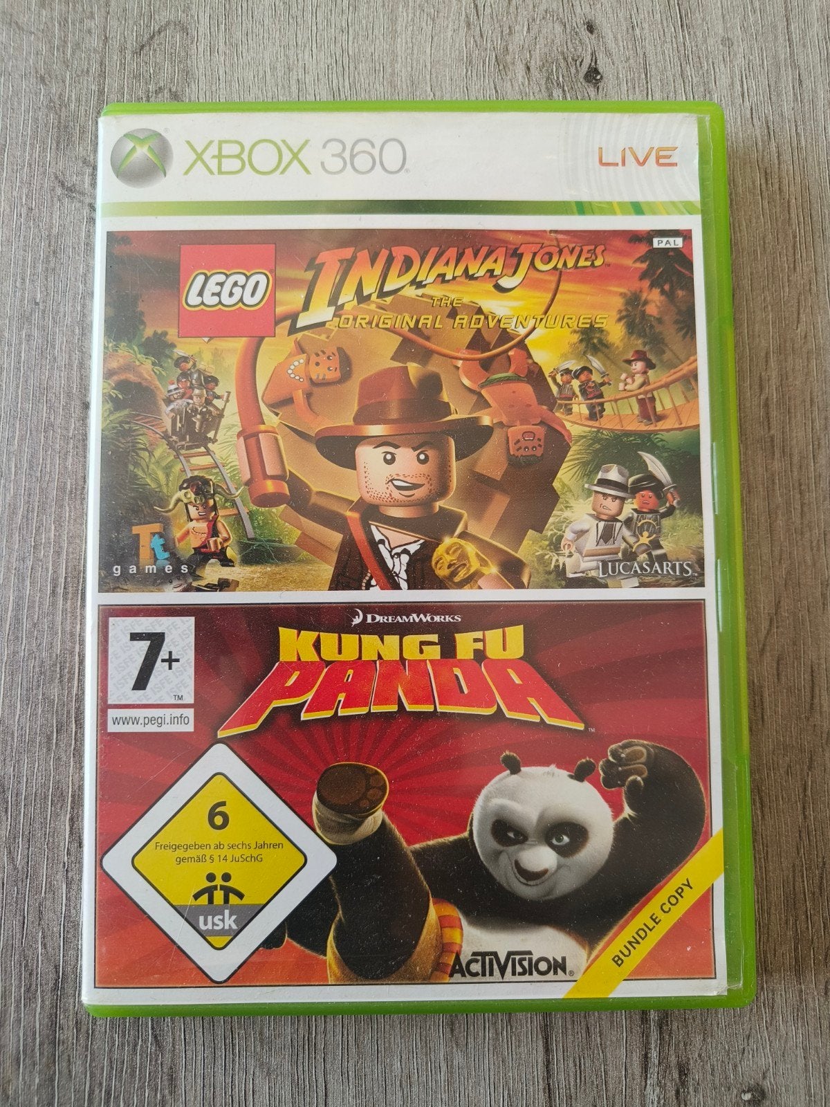 LEGO Indiana Jones & Kung Fu Panda Xbox 360 Bundle, Avontuur en Actie, Gebruikt, 1 speler, Ophalen of Verzenden