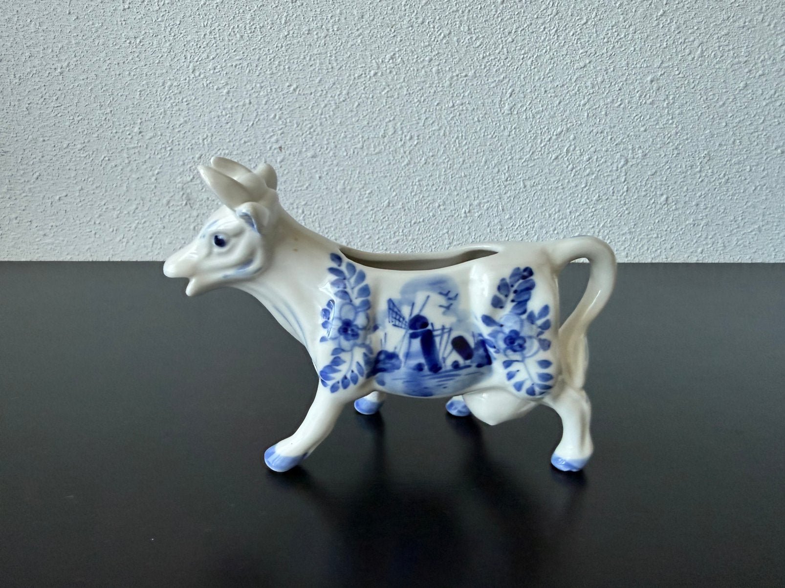 Handbeschilderd Delfts Blauw koe roomkannetje  – vintage, Ophalen of Verzenden