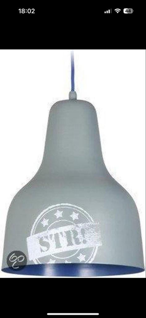 Lief lifestyle! Grijze hanglamp met blauwe binnenkant, Ophalen of Verzenden, Zo goed als nieuw