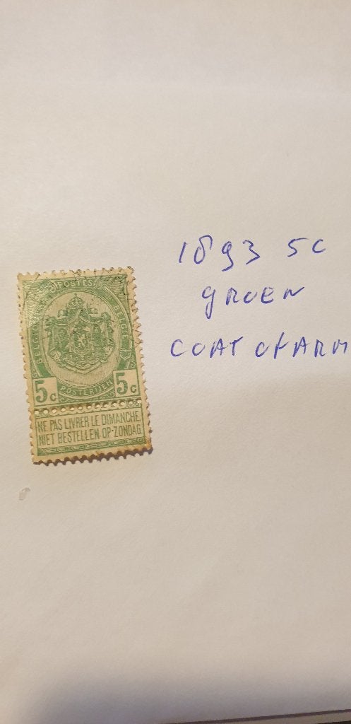 3515 belgie 1893 coat of arms 5ct groen, Verzenden