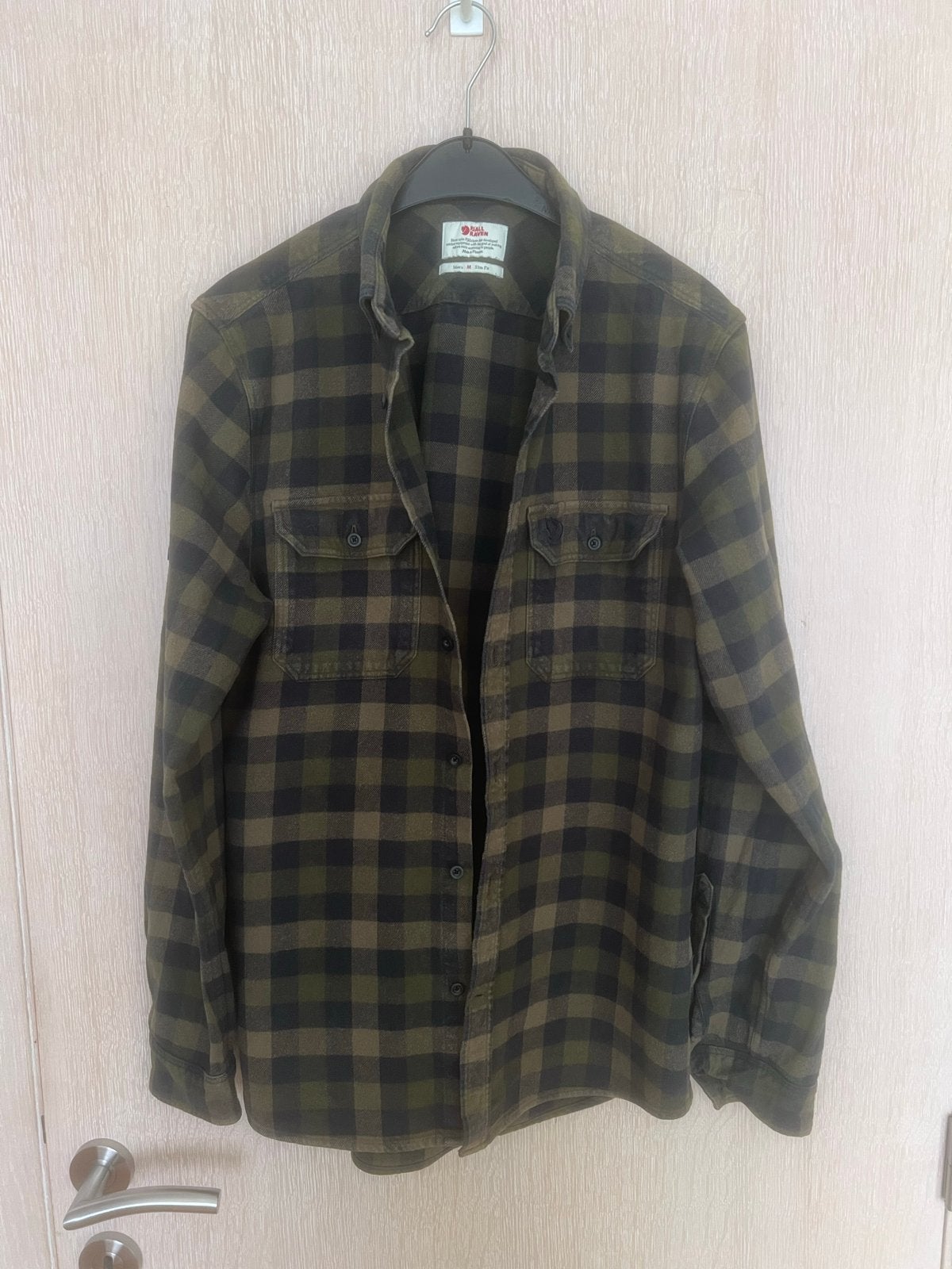 Heren flanellen overhemd - Geruit - Fjällräven - Maat M, Ophalen of Verzenden, Zo goed als nieuw, Groen, Halswijdte 39/40 (M)