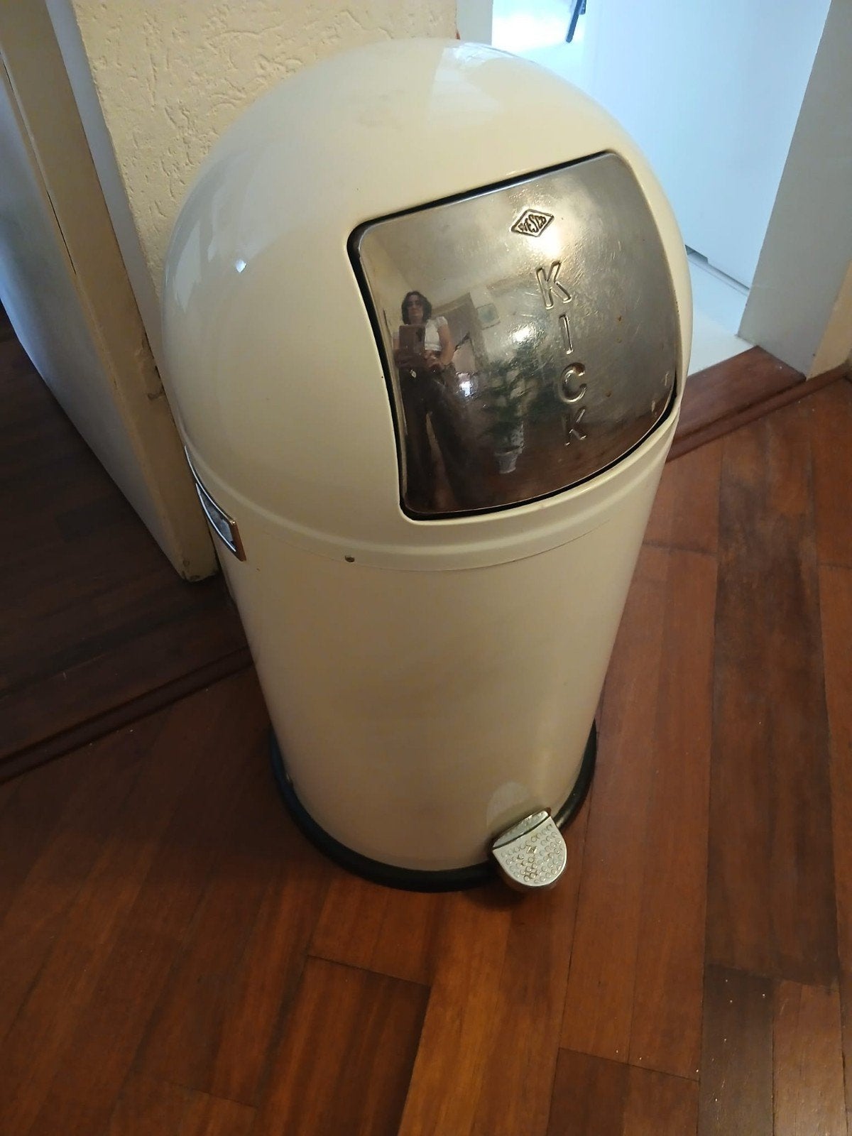 Wesco Kickmaster retro pedaalemmer – crème/chroom – vintage, Huis en Inrichting, Woonaccessoires | Prullenbakken, Ophalen, Gebruikt