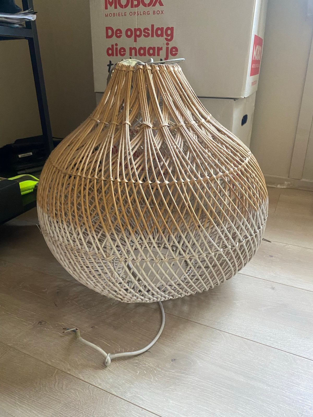Rotan hanglamp, bohemian stijl, Ophalen, Gebruikt, 50 tot 75 cm, Overige houtsoorten