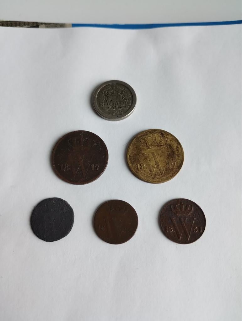 Leuk setje oude munten Willem I, II en Wilhelmina, Postzegels en Munten, Ophalen of Verzenden, Koning Willem II, 1 cent, Setje