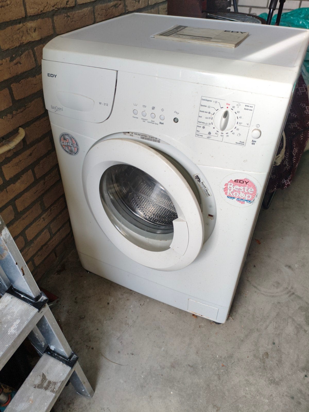EDY W-212 Voorlader Wasmachine - Goed Werkend, 6 tot 8 kg, Ophalen of Verzenden, Voorlader, 85 tot 90 cm