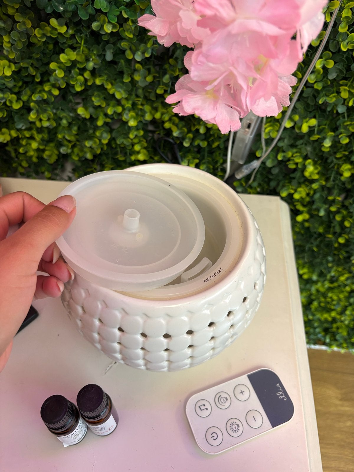 Aroma diffuser met afstandsbediening en 2 geurtjes, Ophalen, Zo goed als nieuw, Modern, Wit