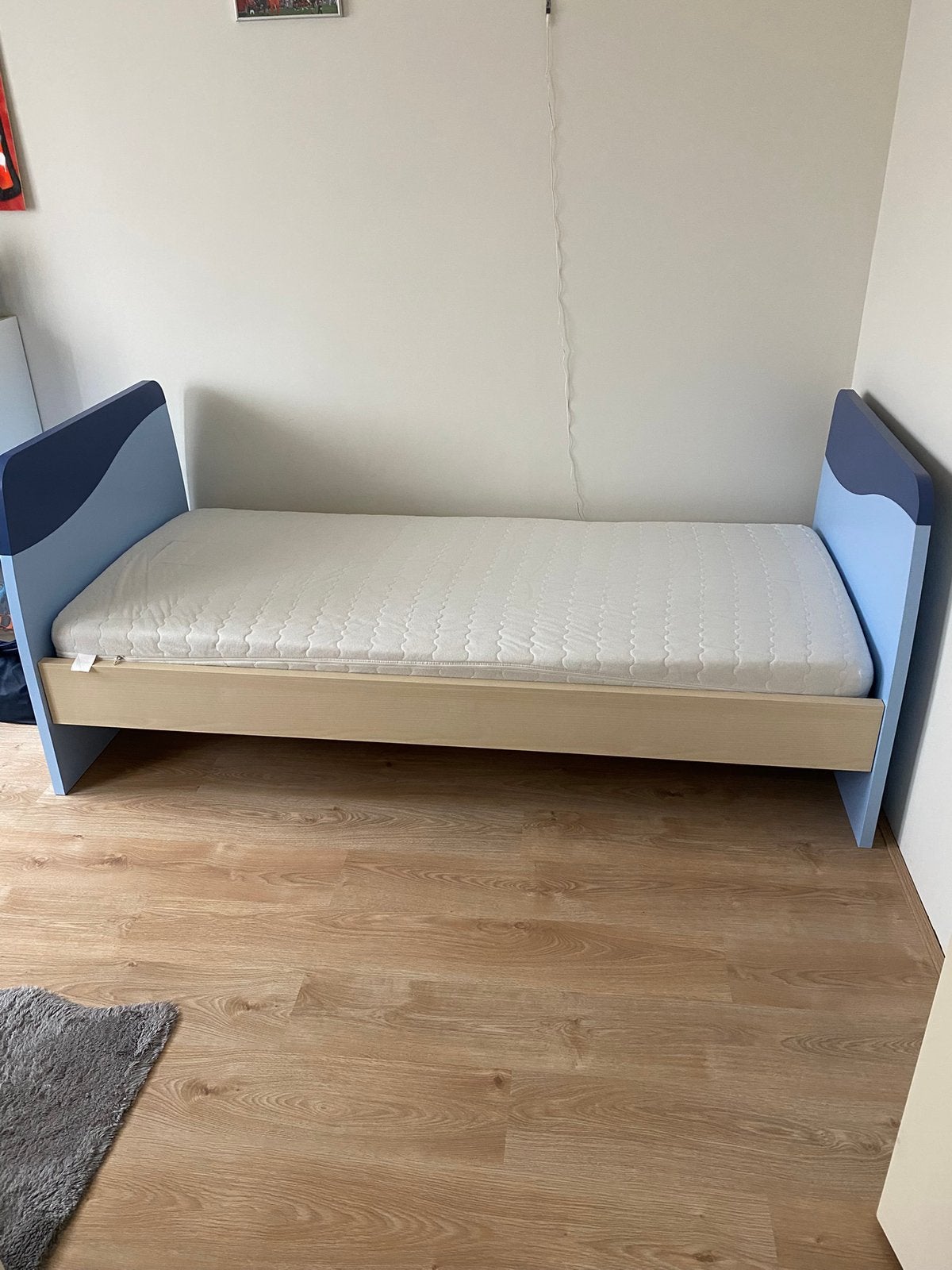 1 persoonsbed inclusief houten lattenbodem en matras, Ophalen, Gebruikt, 90 cm, Eenpersoons