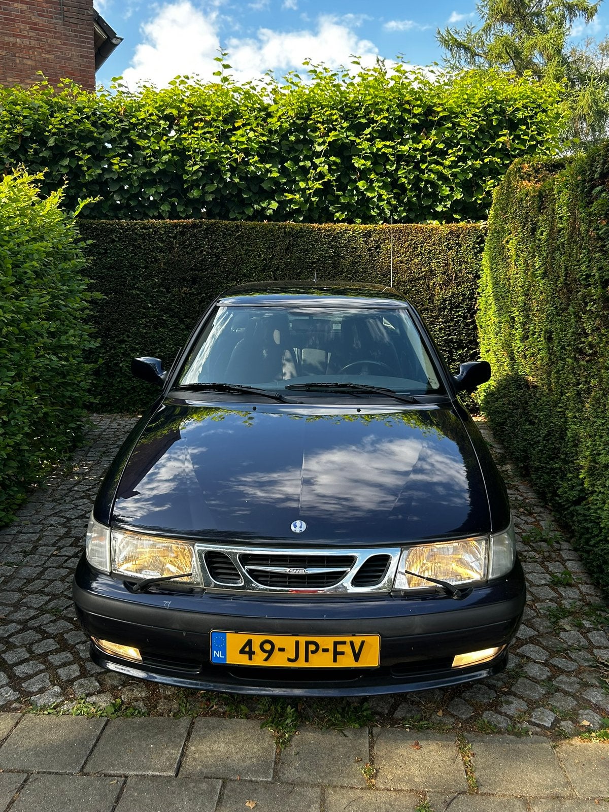 Saab 9-3 2.0 T AUT 2002 met extra set roestv.st. velgen, 1340 kg, 4 cilinders, Blauw, Particulier