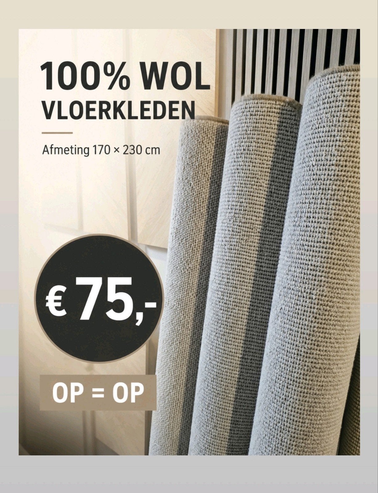 Nieuw wollen vloerkleed 170x230 cm, Ophalen, 150 tot 200 cm, Rechthoekig, Nieuw