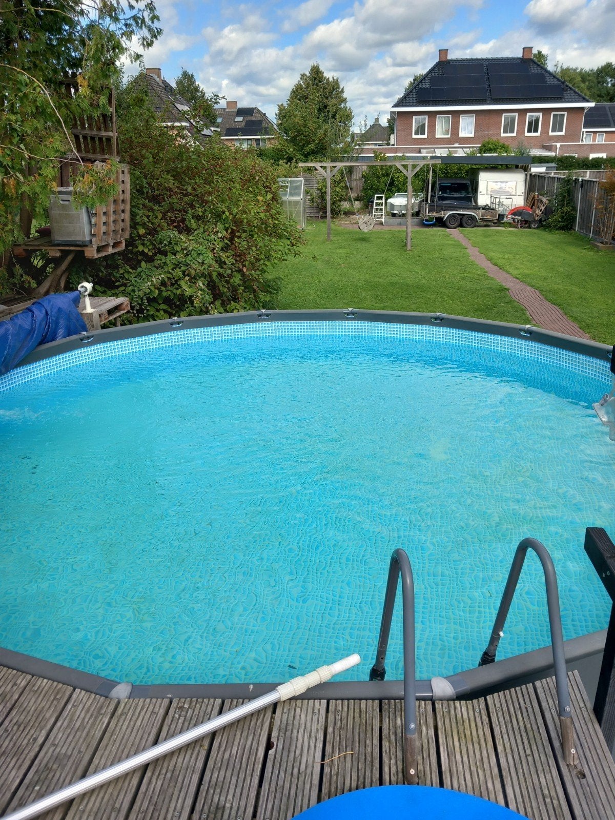 Intex opzetzwembad 5.5 meter met noppenfolie, Gebruikt, Rond, Ophalen of Verzenden, Opzetzwembad