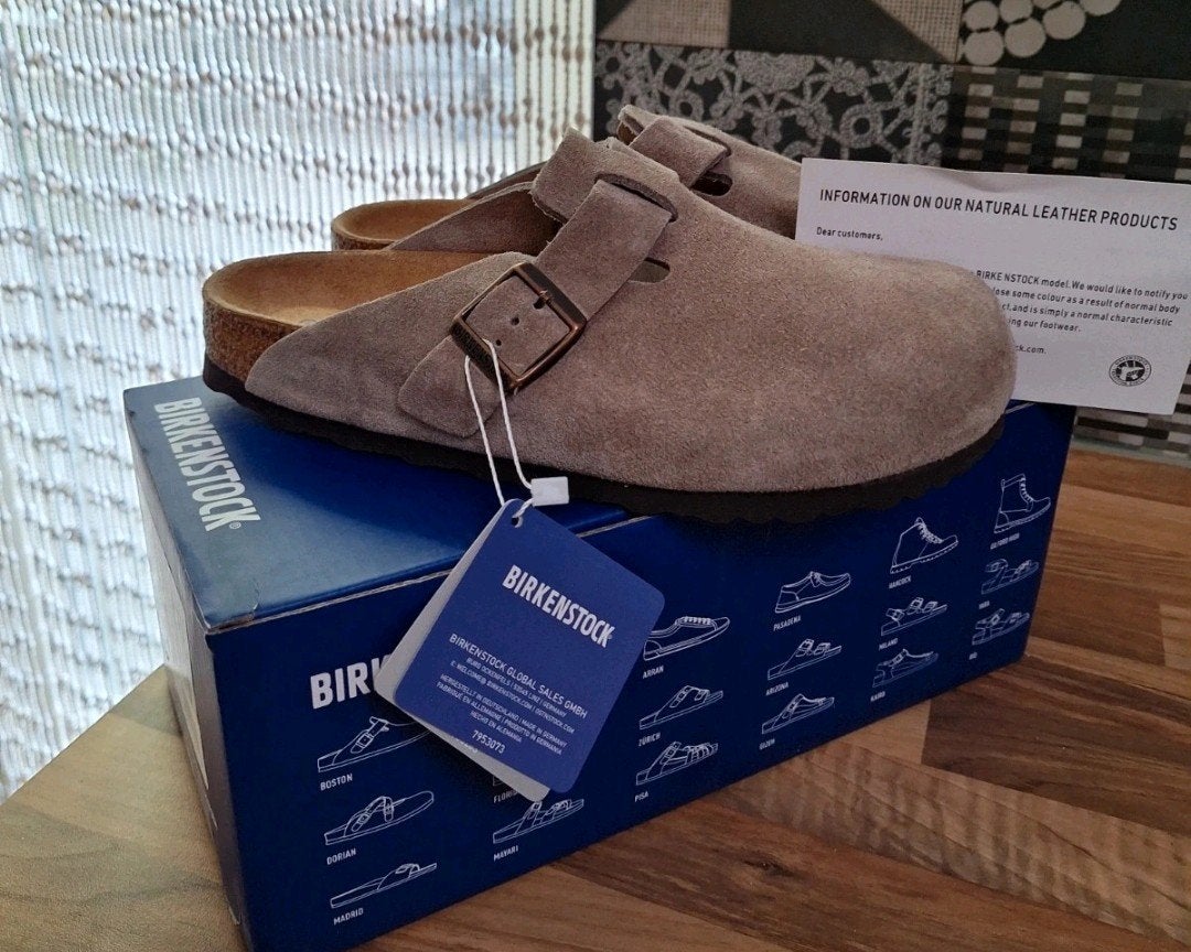 Birkenstock Boston Smal Zachtvoetbed Taupe Maat 37, Bruin, Verzenden, Nieuw, Sandalen of Muiltjes