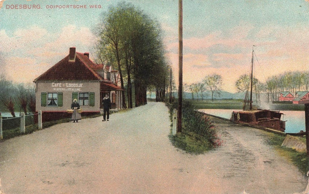 Doesburg, Ooipoortsche Weg  1908, Ophalen of Verzenden, Voor 1920, Gelopen, Gelderland