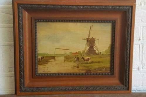 Olieverf hout Cornelius Petrus t Hoen Hollands Landschap., Antiek en Kunst, Ophalen