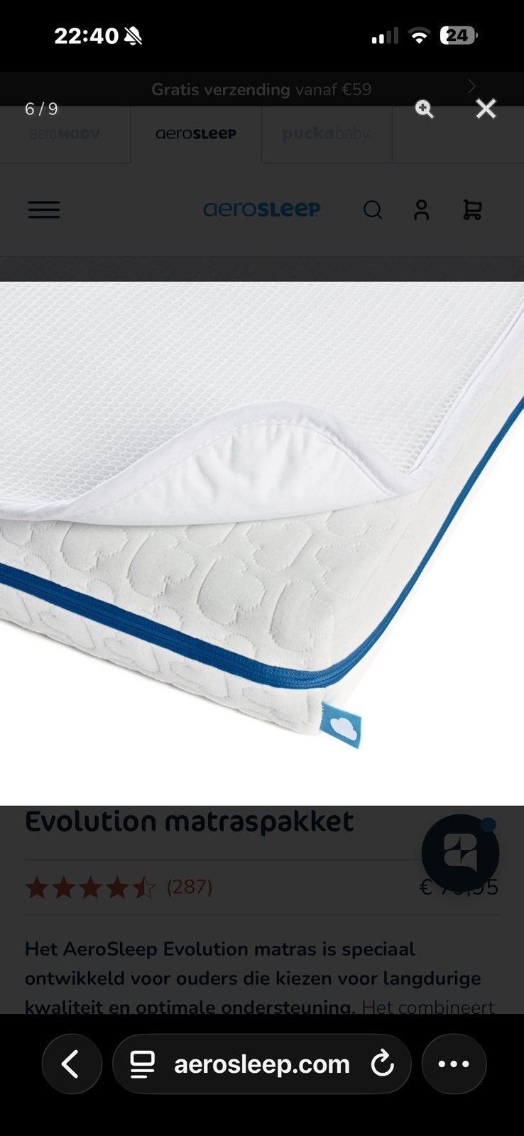 Aerosleep matrasje en topper nieuw! Ledikant, Ophalen of Verzenden, Zo goed als nieuw, Overige typen