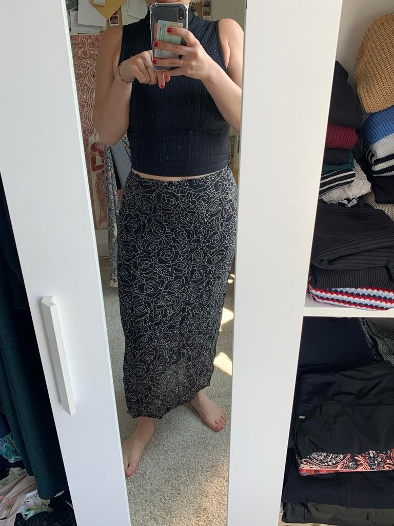 Evelin Brandt Zwarte Rok met Rozenprint - Maat 40, Kleding | Dames, Maat 38/40 (M), Zwart, Ophalen of Verzenden, Zo goed als nieuw