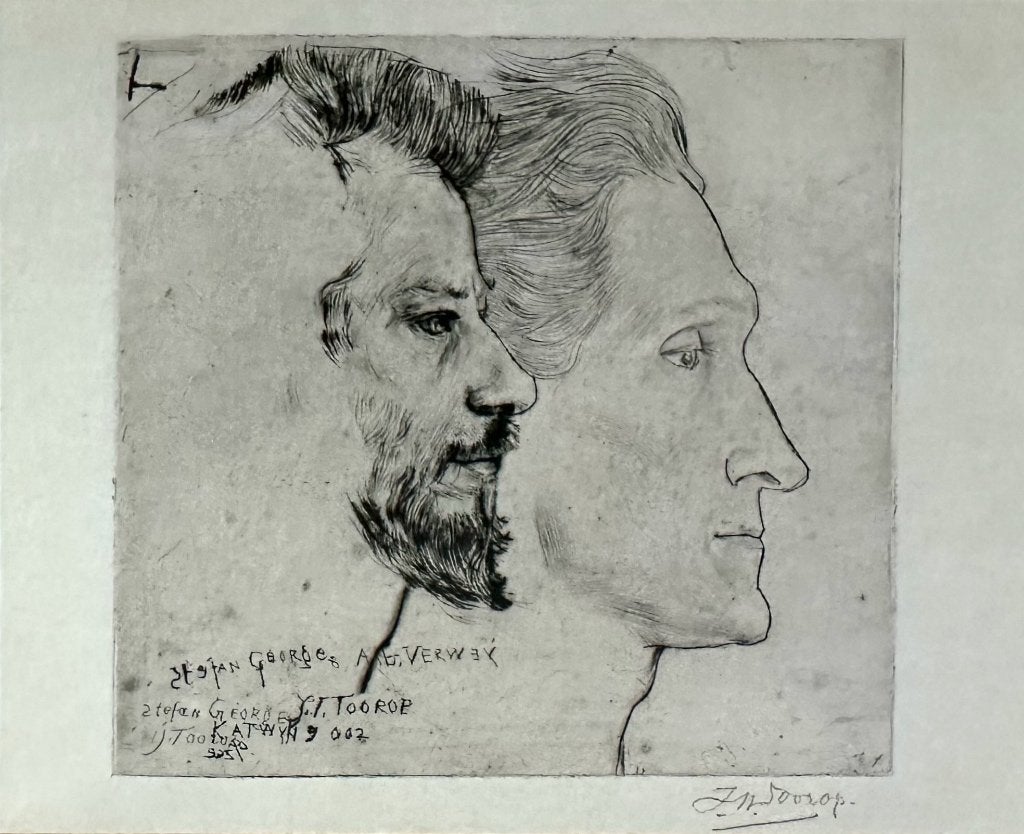 00381  JAN TOOROP ~ Portret Stefan George/Albert Verwey, Verzenden, 1980 tot heden, Ongelopen, Overige thema's