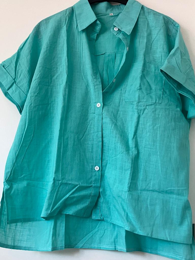 Petrol turquoise blouse mt 3xl lange mouw, Kleding | Dames, Blouses en Tunieken, Blauw, Maat 46/48 (XL) of groter, Nieuw, Ophalen of Verzenden