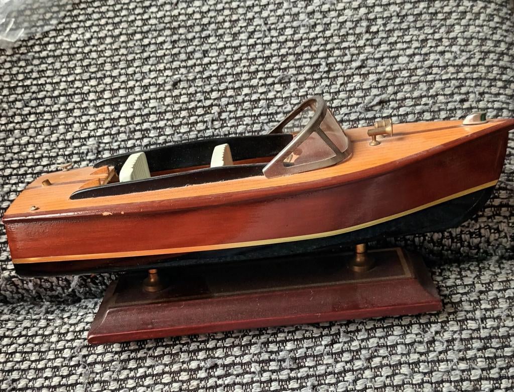 Decoratieve houten boot op standaard, Ophalen of Verzenden