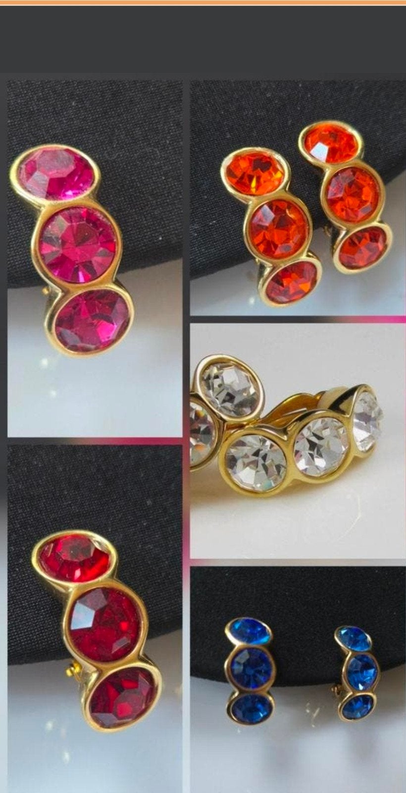VINTAGE SWAROVSKI oorbellen  jaren '77-88, meerdere kleuren, Ophalen of Verzenden, Overige materialen