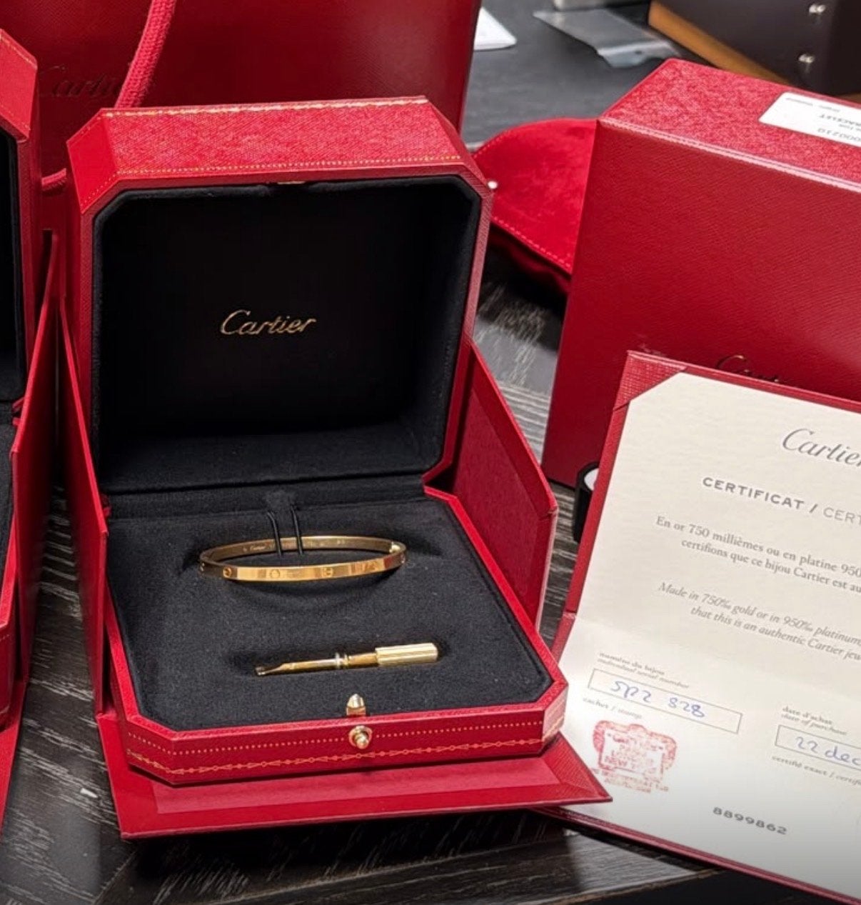 Cartier Love Armband (17) & Juste un Clou (16) met toebehore, Cartier, Cartier, Geel, Ophalen of Verzenden
