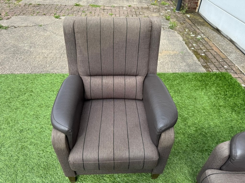 Bankstel senioren 2,5 zit met 2 fauteuils/stoelen leer/stof, Ophalen, Gebruikt, Geen, 75 tot 100 cm