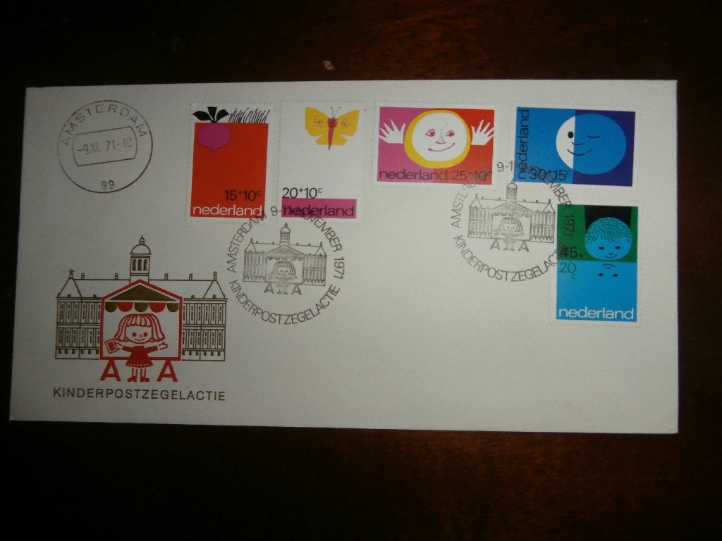NL 1971 FDC serie KINDERPOSTZEGELACTIE AMSTERDAM, Postzegels en Munten, Postzegels | Eerstedagenveloppen, Verzenden, Onbeschreven