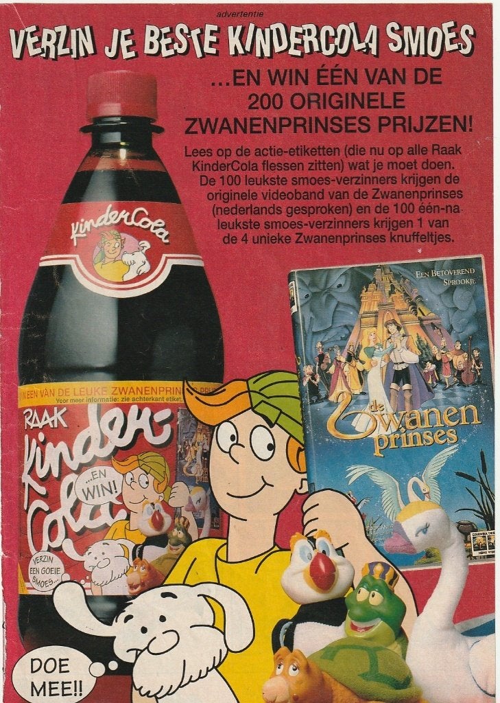 Retro reclame 1995 Raak frisdrank de Zwanenprinses, Verzenden, Overige typen