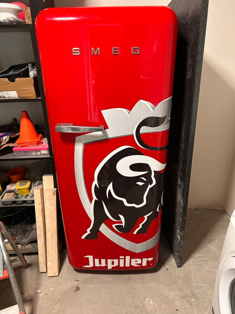 Smeg rode jupiler koelkast, Witgoed en Apparatuur, Koelkasten en IJskasten, Ophalen, 200 liter of meer, 60 cm of meer, 160 cm of meer
