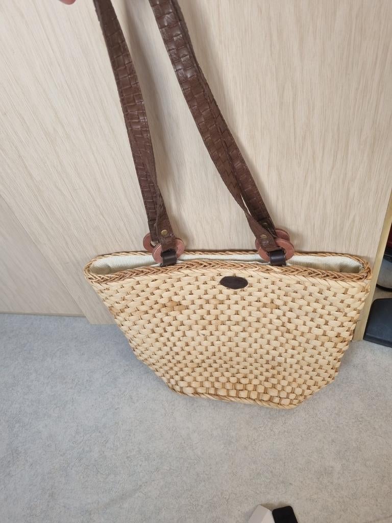 Prachtige rietgevlochten schoudertas, Ophalen of Verzenden, Nieuw, Overige kleuren, Shopper