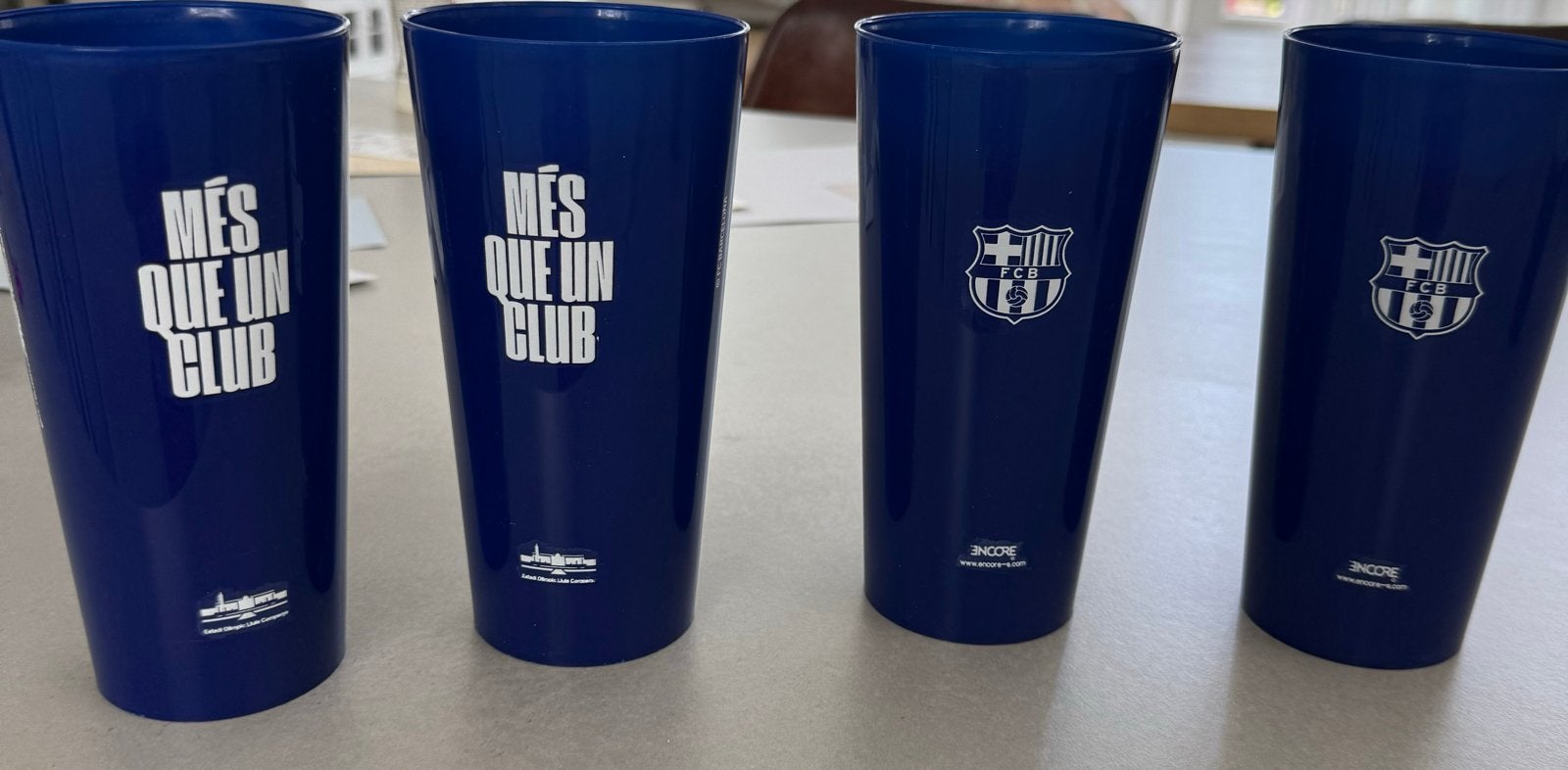 FC Barcelona drinkbekers - Set van 4, Ophalen, Gebruikt, Blauw, Kunststof