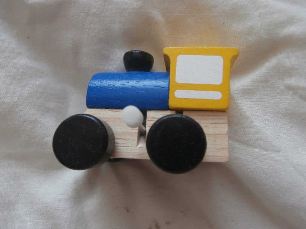 Thomas de trein klein hout opwindbare trein locomotief Hema, Ophalen of Verzenden, Zo goed als nieuw, Rij- of Hobbelspeelgoed