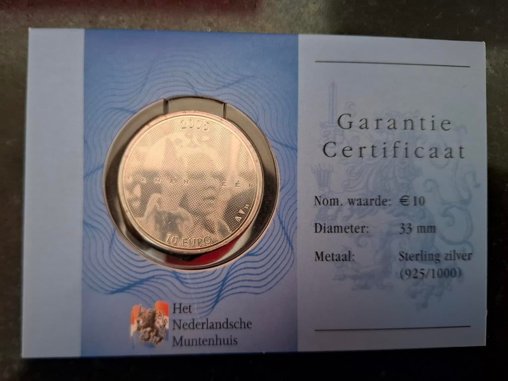 Zilver tientje 2010 25 jaar Beatrix perfecte conditie, Koningin Beatrix, Zilver, Euro's, Ophalen of Verzenden