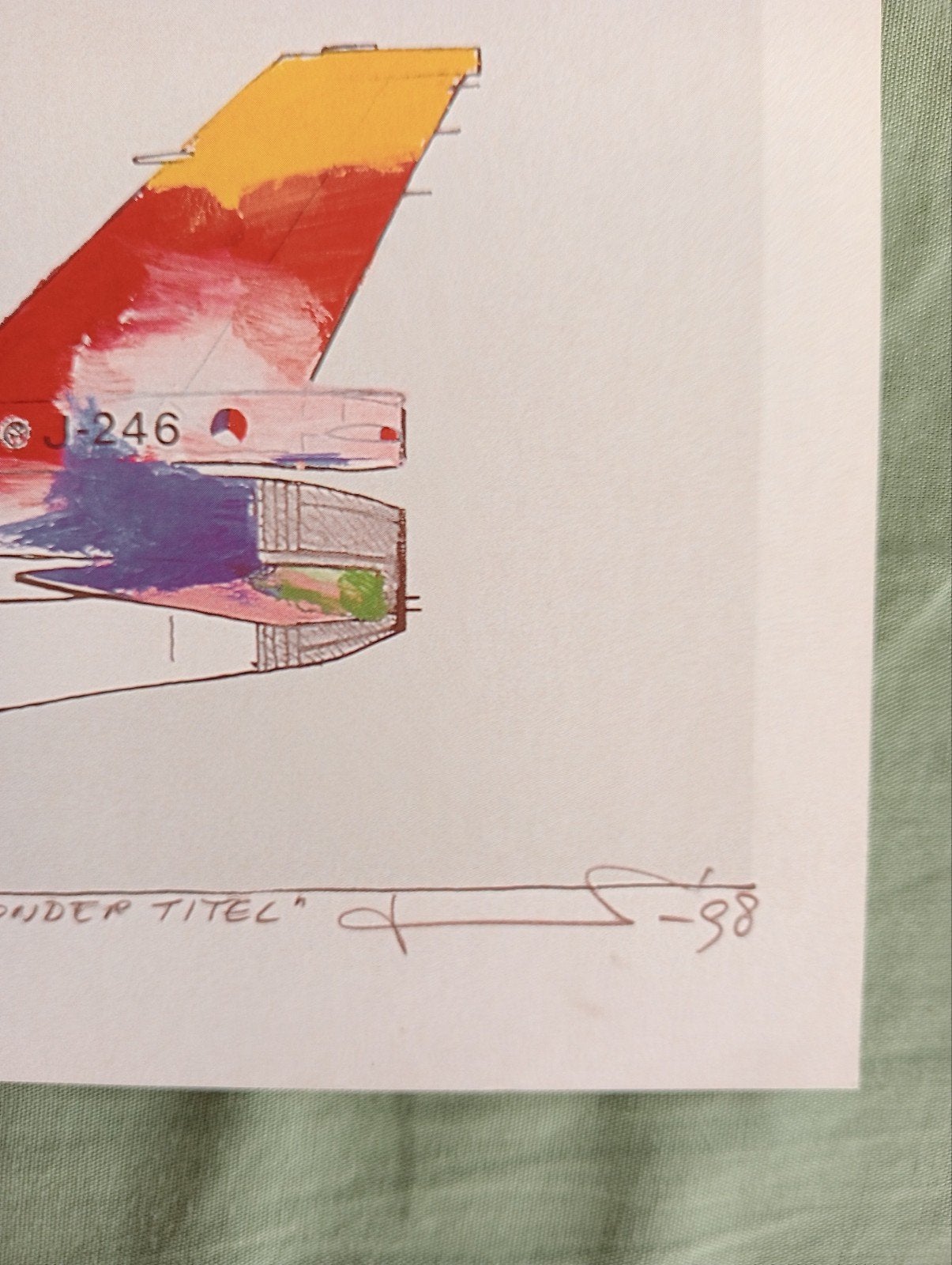 Grafische kunstzinnige F16 print 1998, Ophalen of Verzenden