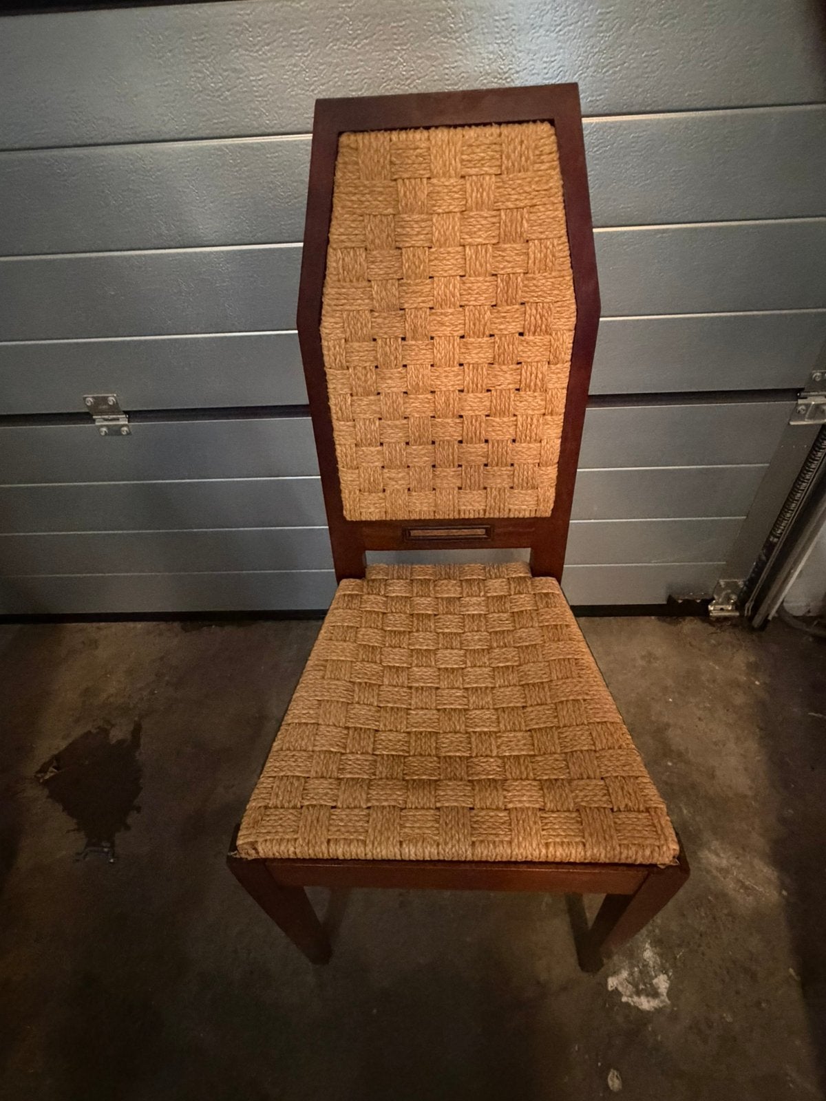 Houten stoel met rieten zitting en rugleuning, Ophalen, Gebruikt, Bruin, Eén