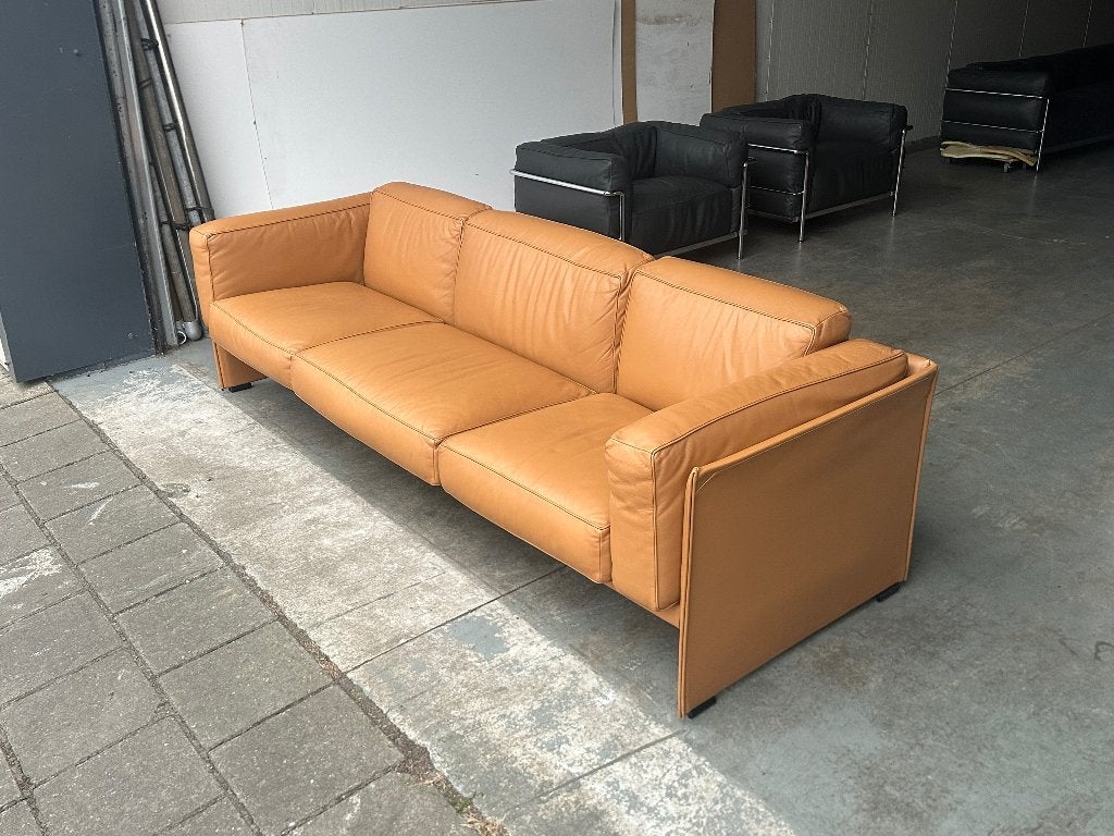 Duc 3-zits bank | Mario Bellini | camel leer | Cassina 1990s, Huis en Inrichting, Ophalen, 250 tot 300 cm, Gebruikt, Mid century modern