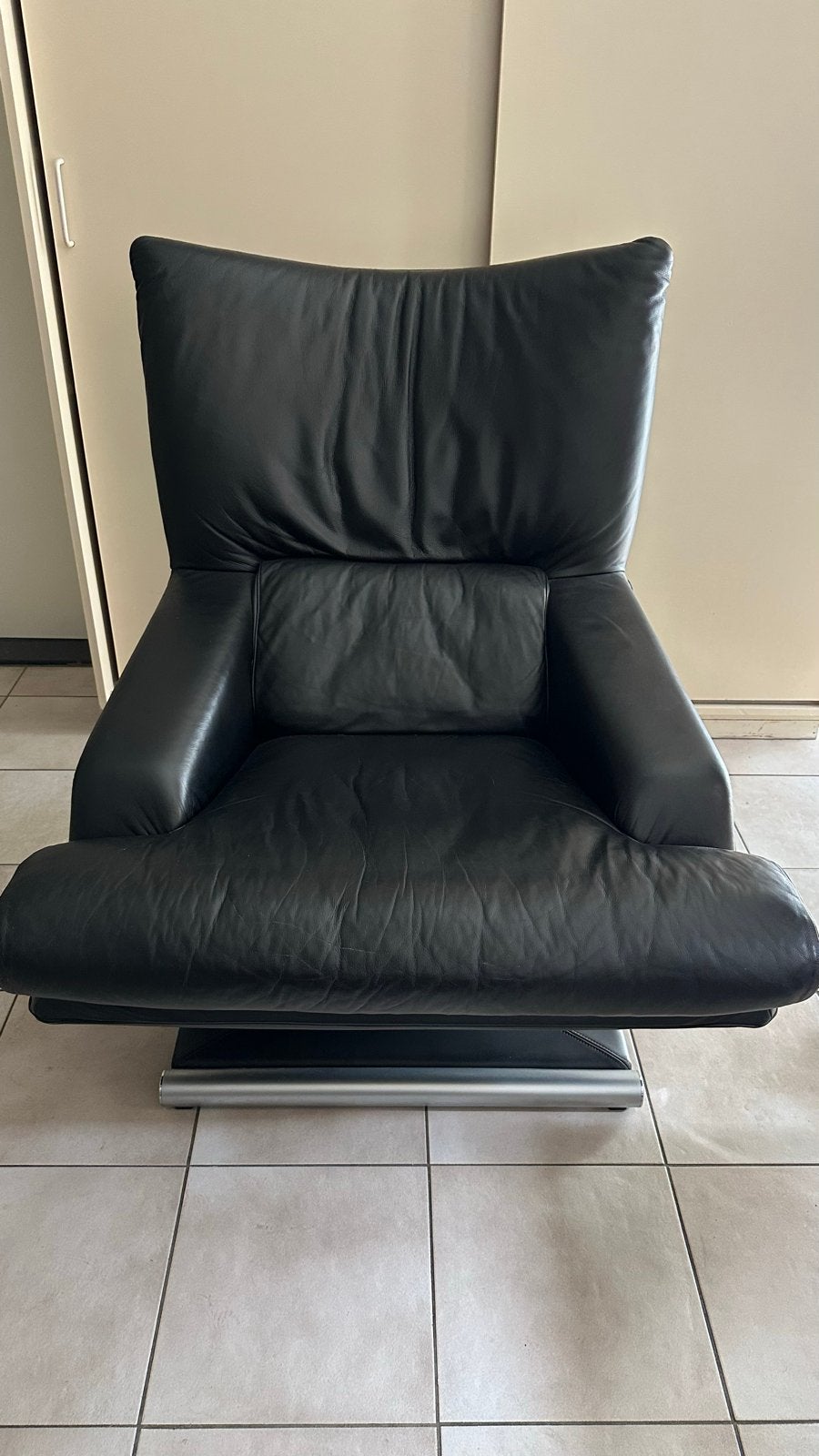 Rolf Benz 6500 Zwarte leren fauteuil, Ophalen of Verzenden, Zo goed als nieuw, Leer, 75 tot 100 cm