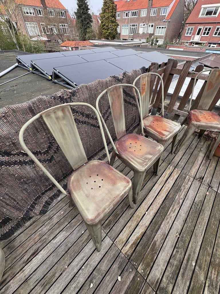 Metalen tuinstoelen - Verweerd en stevig, Tuin en Terras, Ophalen, Gebruikt, Metaal